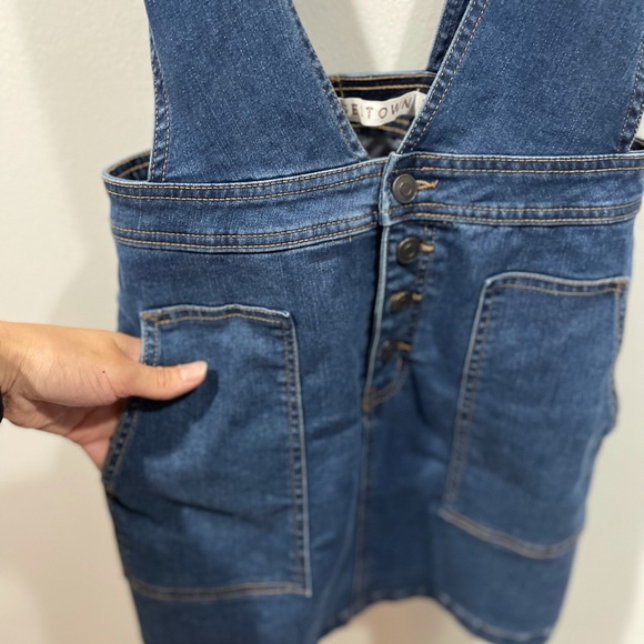 Jean skirt with overal straps/ jean skirt with suspenders/ fall skirt jean - Picture 3 of 7